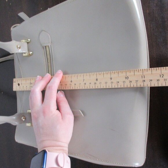 Gilda Tonelli Made in Italy Glittery Tote Bag Cream Glossy Purse Leather 980 - Picture 13 of 14